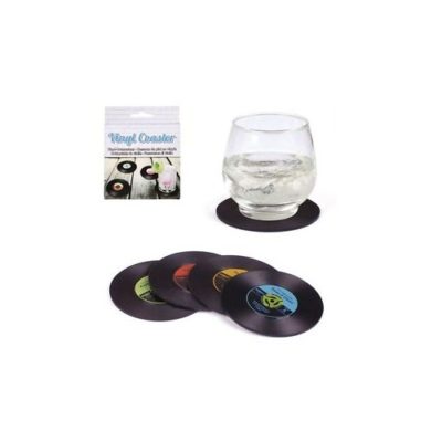SOTTOBICCHIERI IN VINILE, DISCO, D: CA. 11 CM, 4 ASS., SET DA 4