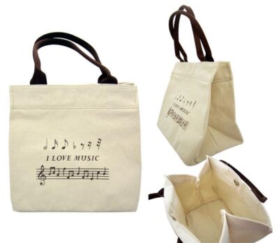 MINI COTTON BORSA WITH I LOVE MUSIC DESIGN