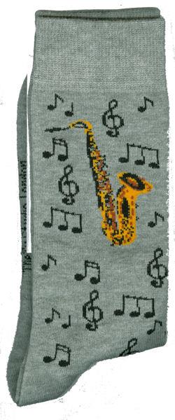 CALZINI SAXOPHONE & NOTES - GREY (SIZE 6-11/40-45)