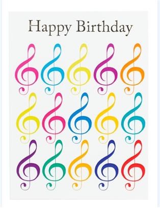 CONGRATULATIONS CARD - JAZZY TREBLE CLEF DESIGN