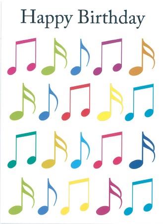 HAPPY BIRTHDAY CARD - JAZZY MUSIC NOTES DESIGN