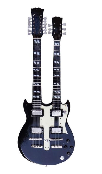 MINI CHITARRA DA COLLEZIONE REPLICA IN LEGNO - JIMMY PAGE NERO DOPPIO CORDA