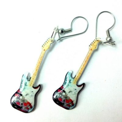 ORECCHINI A FORMA DI CHITARRA IN METALLO - PINK FLOYD - TRIBUTE - THE WALL